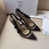 Dior Women J’adior Pump in Dotted Swiss Tulle and Rhinestones in 10 cm Heel-Black 1