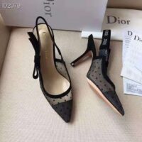 Dior Women J’adior Pump in Dotted Swiss Tulle and Rhinestones in 10 cm Heel-Black 1