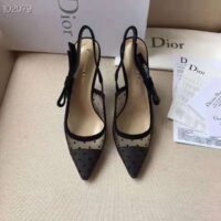 Dior Women J’adior Pump in Dotted Swiss Tulle and Rhinestones in 10 cm Heel-Black 1