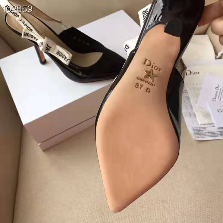 Dior Women J’adior Slingback in Black Patent Calfskin Leather in 10 cm Heel