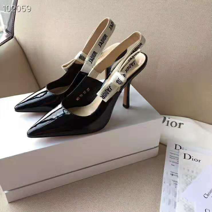 Dior Women J’adior Slingback in Black Patent Calfskin Leather in 10 cm Heel