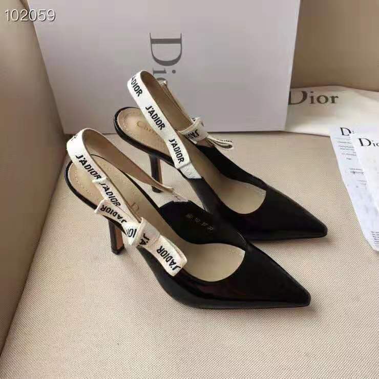Dior Women J’adior Slingback in Black Patent Calfskin Leather in 10 cm Heel
