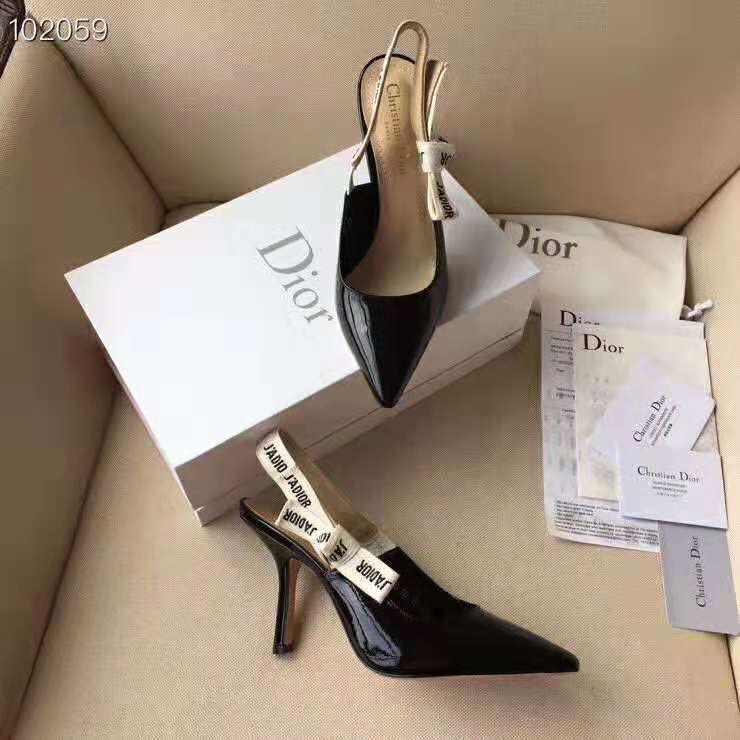 Dior Women J’adior Slingback in Black Patent Calfskin Leather in 10 cm Heel