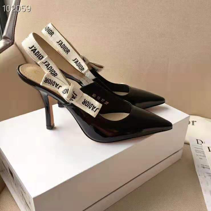 Dior Women J’adior Slingback in Black Patent Calfskin Leather in 10 cm Heel