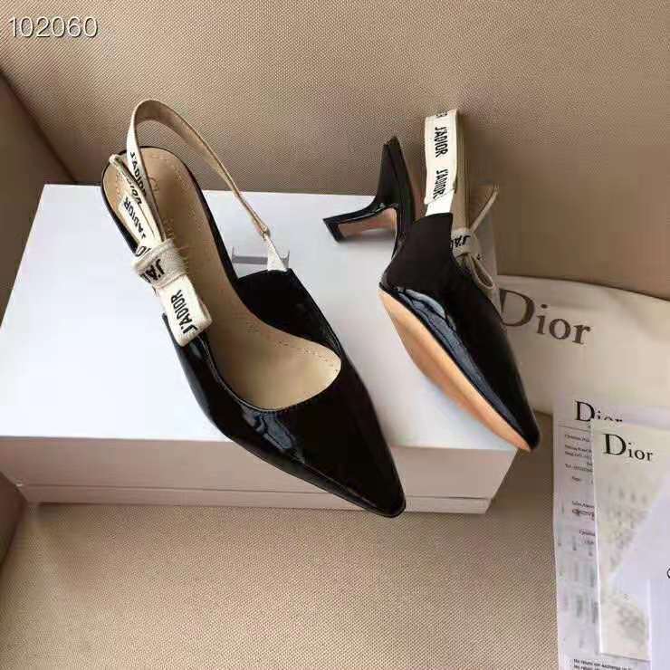 Dior Women J’adior Slingback in Black Patent Calfskin Leather in  6.5 cm Heel