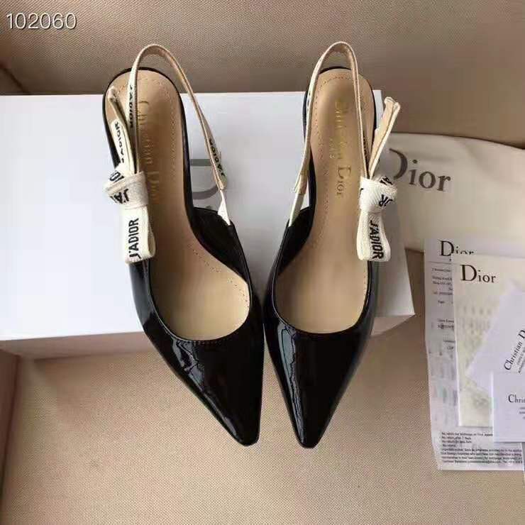 Dior Women J’adior Slingback in Black Patent Calfskin Leather in  6.5 cm Heel