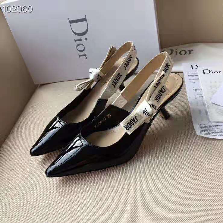 Dior Women J’adior Slingback in Black Patent Calfskin Leather in  6.5 cm Heel