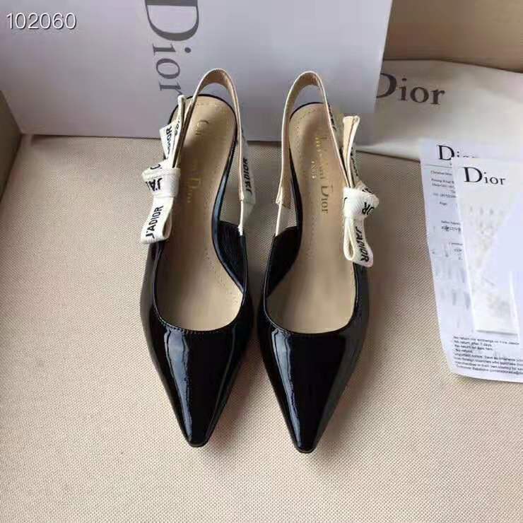 Dior Women J’adior Slingback in Black Patent Calfskin Leather in  6.5 cm Heel