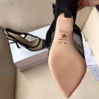 Dior Women J’adior Slingback in Gold-Tone Dotted Swiss in 10 cm Heel-Black 1