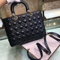 Dior Women Lady Dior Lambskin Tote Bag-Black 1