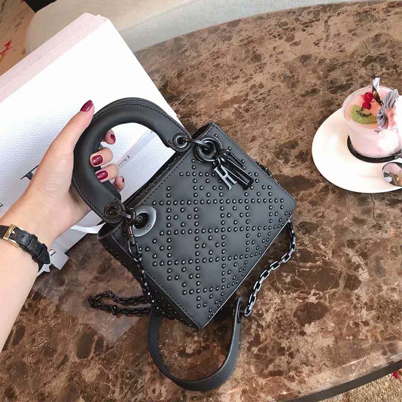 Dior Women Mini Dior Bag in Black Calfskin