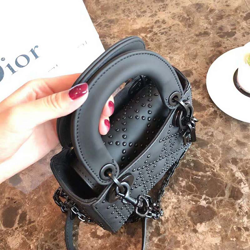 Dior Women Mini Dior Bag in Black Calfskin