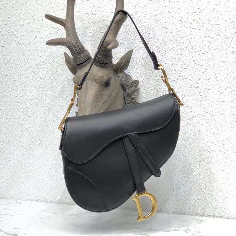 Dior Women Saddle Bag in Black Calfskin