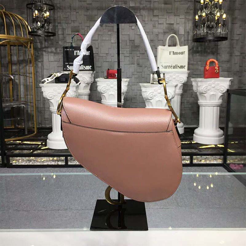 Dior Women Mini Saddle Bag in Pink Calfskin
