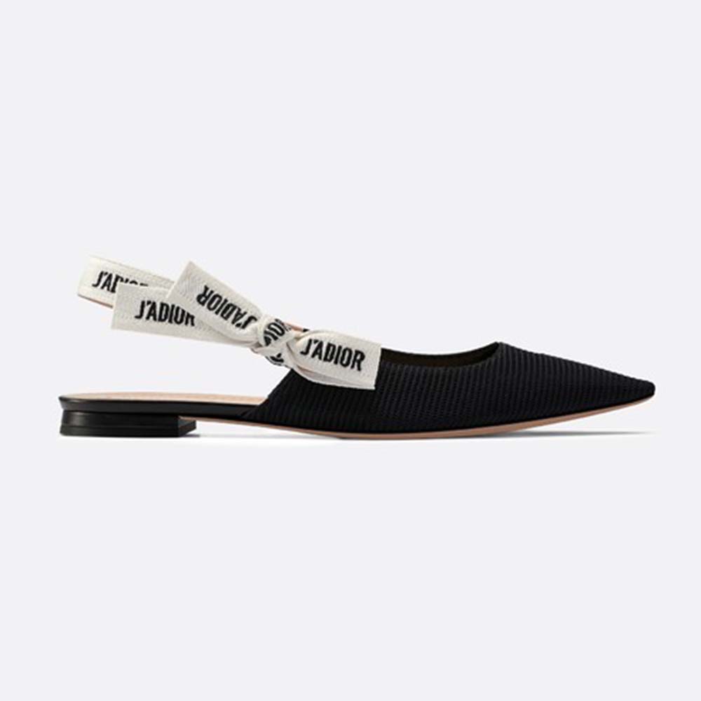 Dior Women Miss J'adior Ballerina in Black Technical  Canvas in 1cm Heel