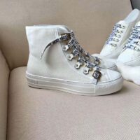 Dior Women Shoes High-Top Trainer in White Canvas-White 1