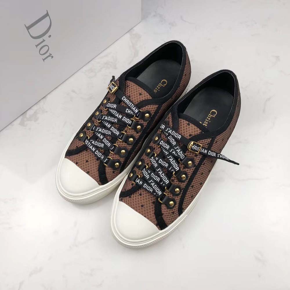 Dior Women Shoes Walkndior Plumetis Sneaker 5cm Heel-Brown