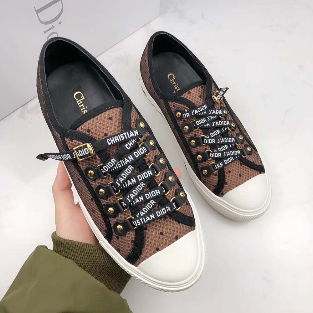 Dior Women Shoes Walkndior Plumetis Sneaker 5cm Heel-Brown
