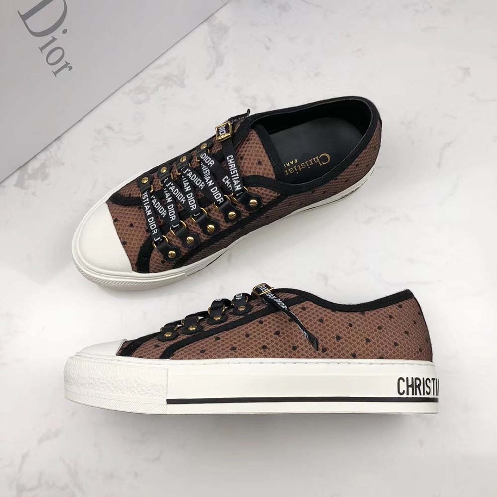 Dior Women Shoes Walkndior Plumetis Sneaker 5cm Heel-Brown