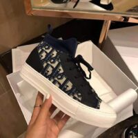 Dior Women Walk’N’Dior Techincal Knit Oblique Mid-Top Sneaker-Navy 1