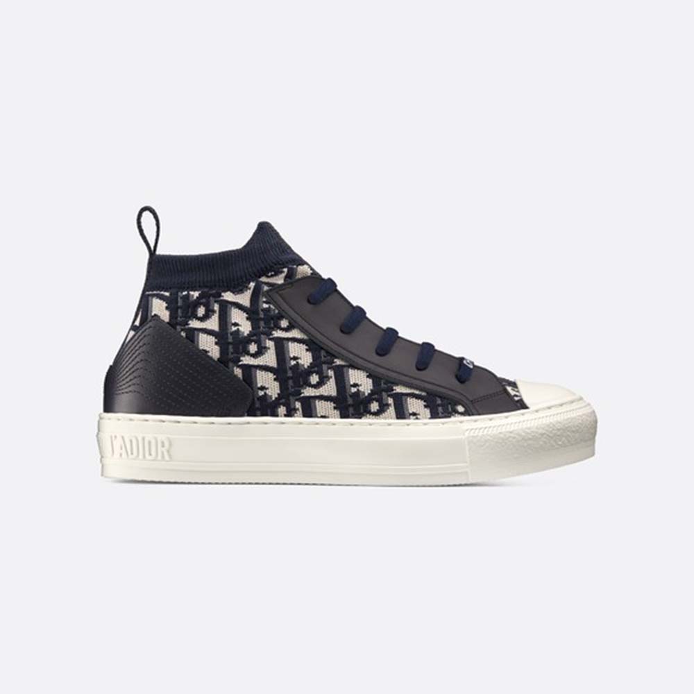 Dior Women Walk'N'Dior Techincal Knit Oblique Mid-Top Sneaker-Navy