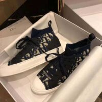 Dior Women Walk’N’Dior Techincal Knit Oblique Mid-Top Sneaker-Navy 1