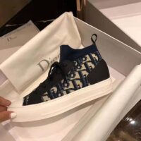 Dior Women Walk’N’Dior Techincal Knit Oblique Mid-Top Sneaker-Navy 1