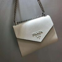 Prada Monochrome Saffiano Leather Bag-White 1