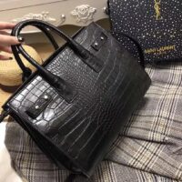 Saint Laurent YSL Small SAC DE JOUR Souple Bag In Black Crocodile Embossed Leather 1