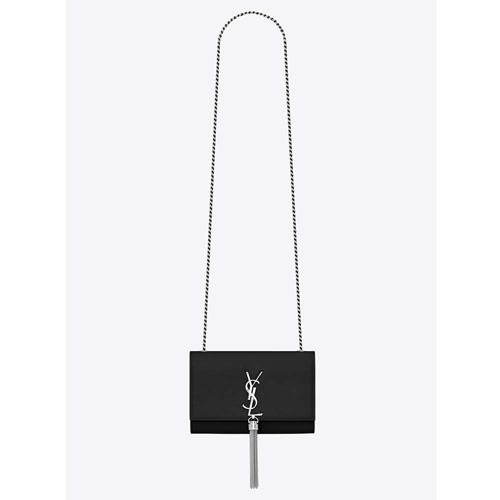 Saint Laurent YSL Women Kate Chain and Tassel Bag in Black Textured Leather 1
