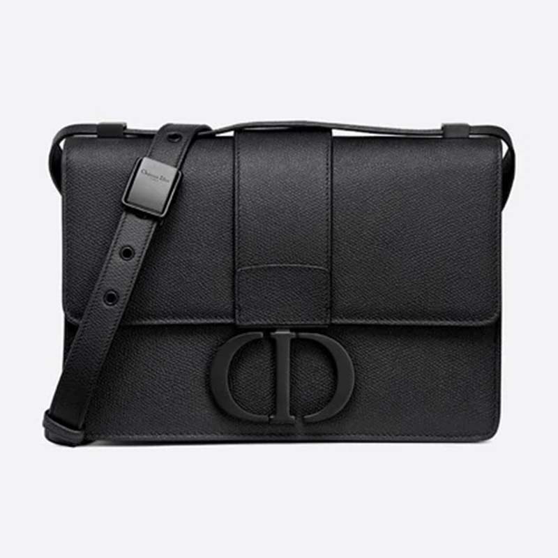 Dior Women 30 Montaigne Bag Black Grained Calfskin CD Clasp - LULUX