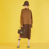 Fendi Women Iconic Baguette Medium Size Jacquard Fabric Interlace Bag