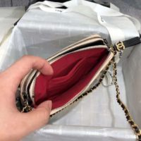 Chanel Women Clutch with Chain Aged Smooth Calfskin Beige & Black
