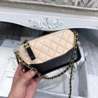 Chanel Women Clutch with Chain Aged Smooth Calfskin Beige & Black