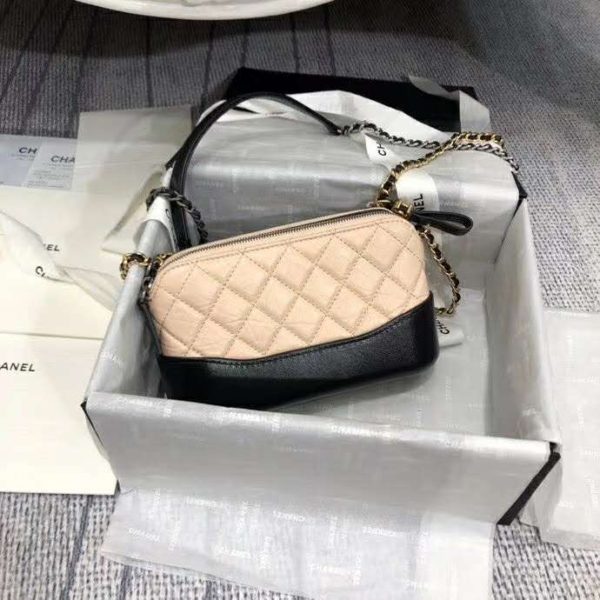 Chanel Women Clutch with Chain Aged Smooth Calfskin Beige & Black (6)