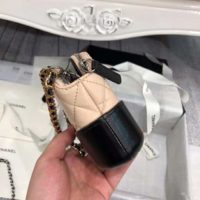 Chanel Women Clutch with Chain Aged Smooth Calfskin Beige & Black