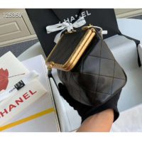 Chanel Women Kiss-Lock Bag Lambskin & Gold-Tone Metal-Black