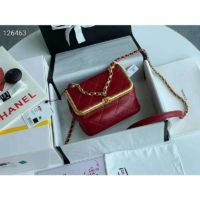 Chanel Women Kiss-Lock Bag Lambskin & Gold-Tone Metal-Red