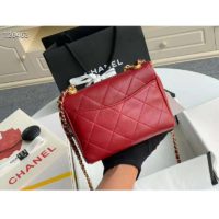 Chanel Women Kiss-Lock Bag Lambskin & Gold-Tone Metal-Red