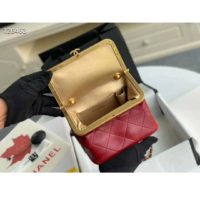 Chanel Women Kiss-Lock Bag Lambskin & Gold-Tone Metal-Red