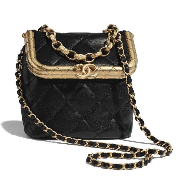 Chanel Women Small Kiss-Lock Bag Lambskin & Gold-Tone Metal