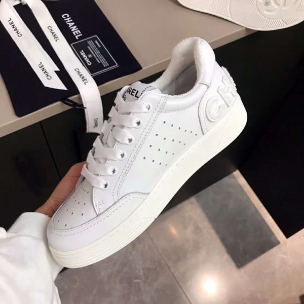 Chanel Women Sneakers Calfskin White & Fuchsia (6)