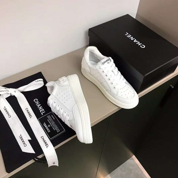 Chanel Women Sneakers Calfskin White & Fuchsia (9)