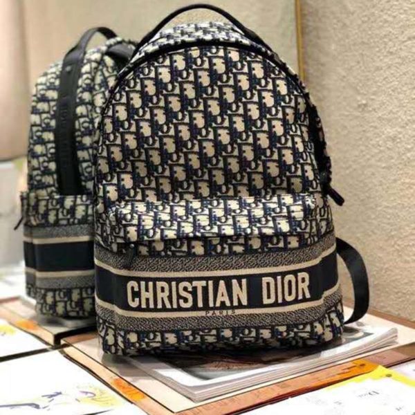 Dior Unisex Diortravel Backpack Blue Dior Oblique Jacquard ‘Christian Dior’ 1