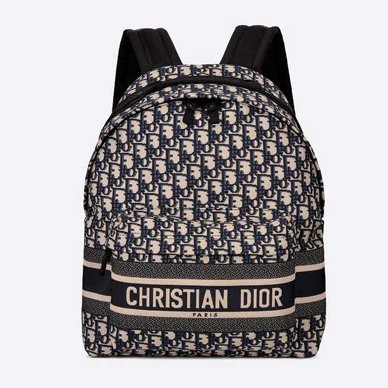 Dior Unisex Diortravel Backpack Blue Dior Oblique Jacquard ‘Christian