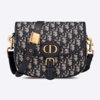 Dior Unisex Medium Dior Bobby Bag Blue Dior Oblique Jacquard