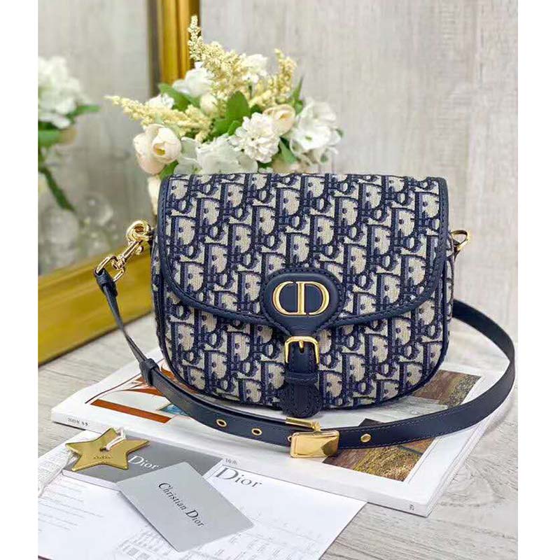 Medium Dior Bobby Bag Blue Dior Oblique Jacquard