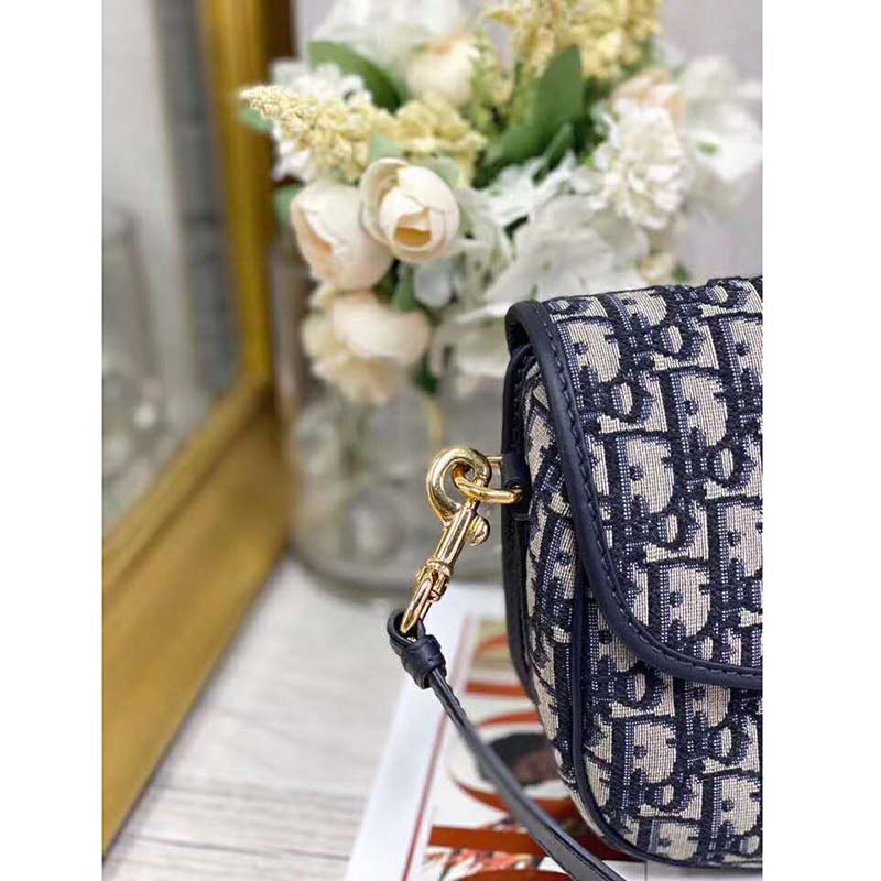 Dior Unisex Medium Dior Bobby Bag Blue Dior Oblique Jacquard