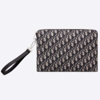 Dior Unisex Pouch Beige and Black Dior Oblique Jacquard-Black