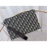 Dior Unisex Pouch Beige and Black Dior Oblique Jacquard-Black